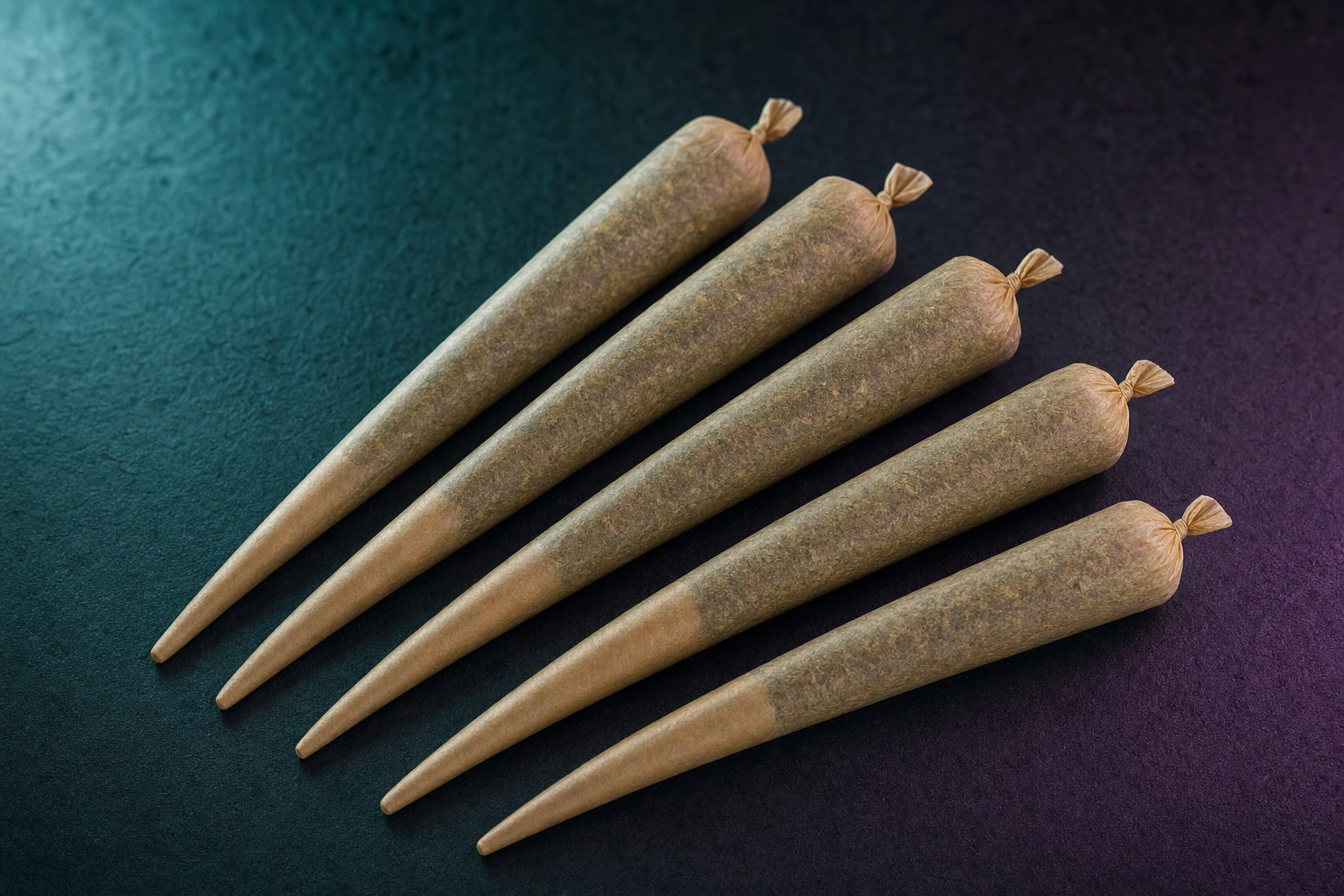 Pre-roll cones filled with flower